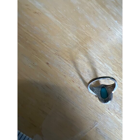 Vintage Turquoise Style Teardrop Ring approx sz 4.5 Silver Tone Costume sotuhwes - Picture 3 of 5
